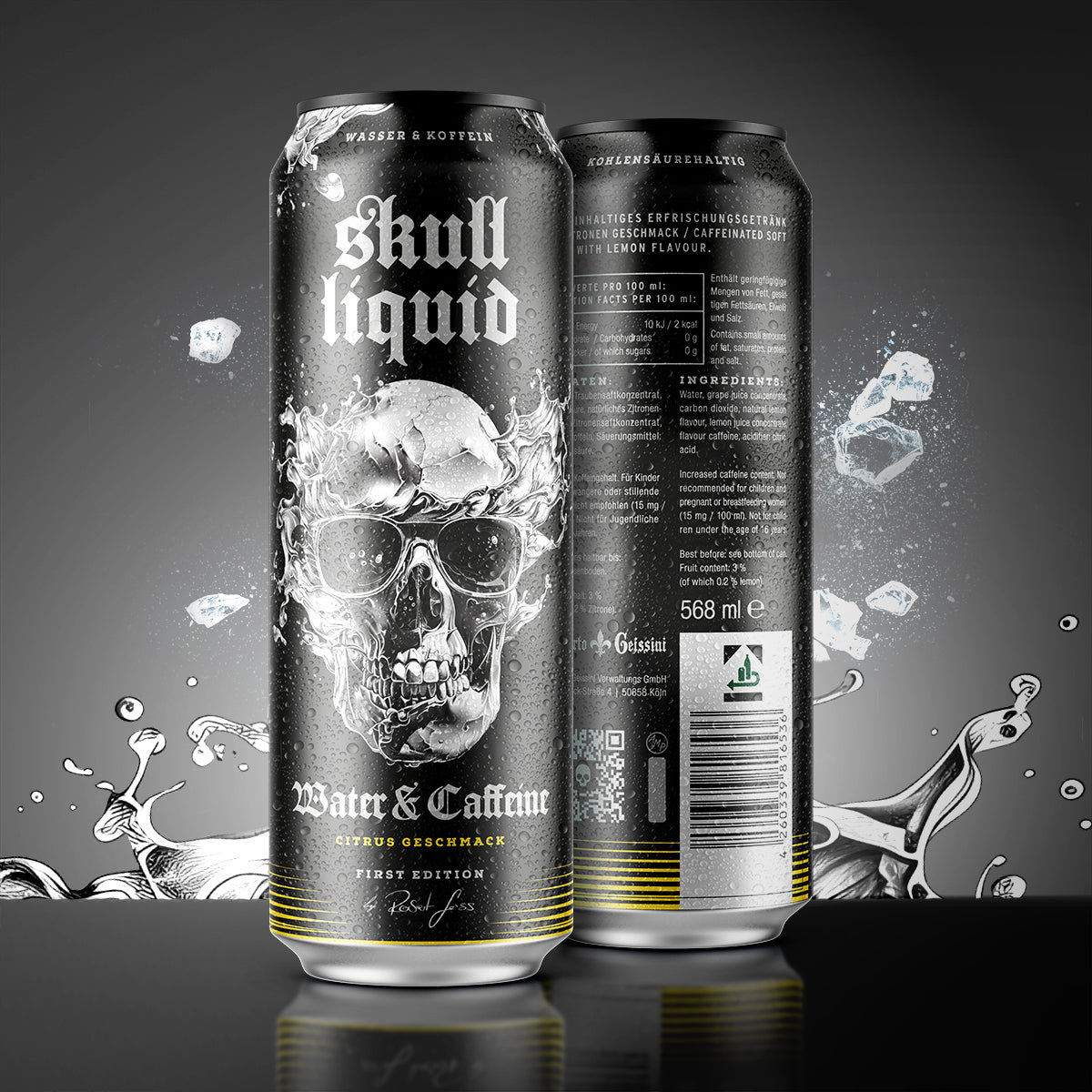 12 x Skull Liquid Water & Coffeine - Limited Edition