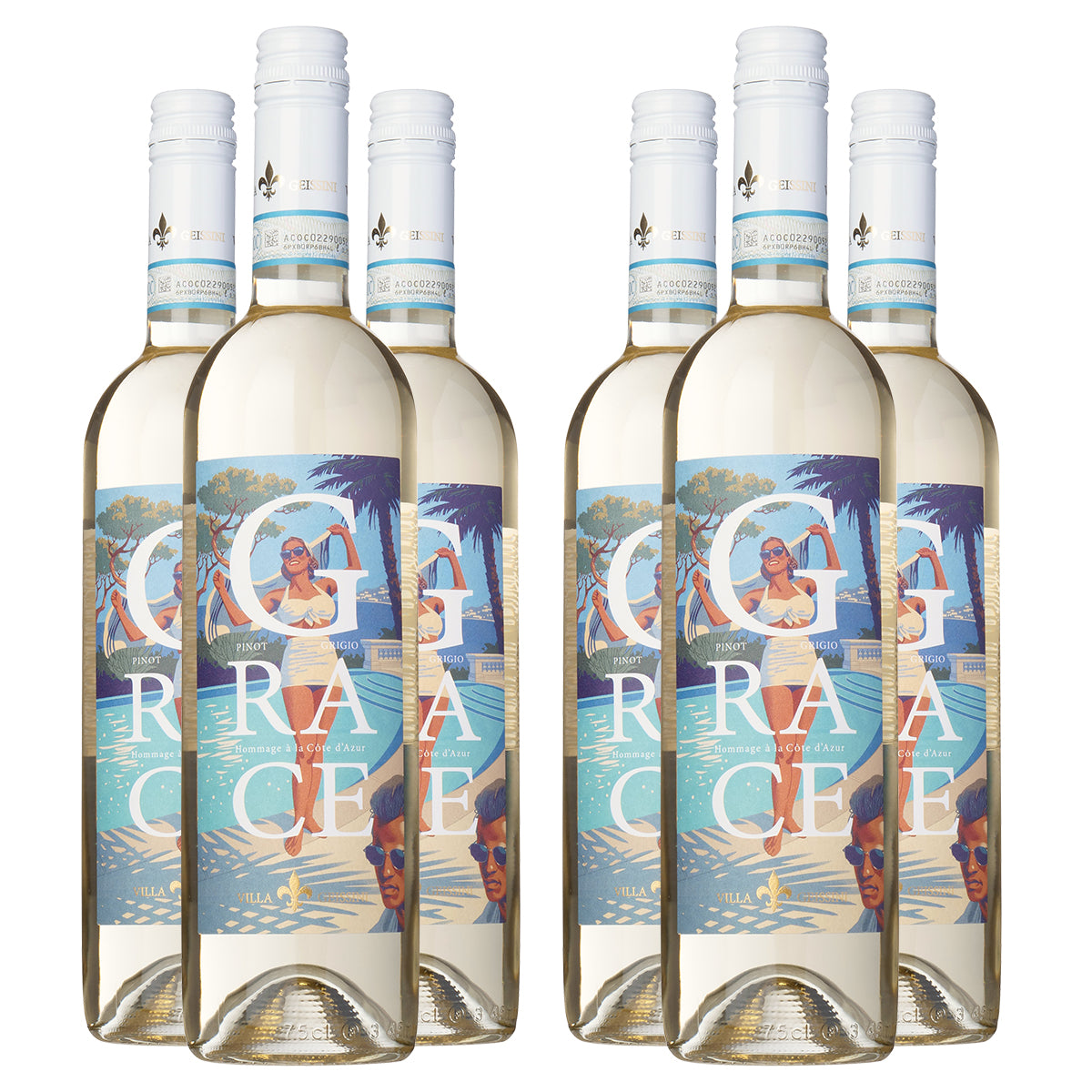 6 fliaš, Villa Geissini, Grace, Pinot Grigio, biela, 0,75 l, 12,5 % VOL