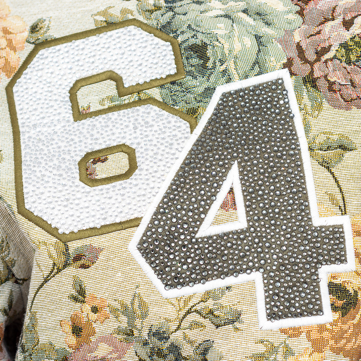 Kvetinová vysokoškolská bunda béžová