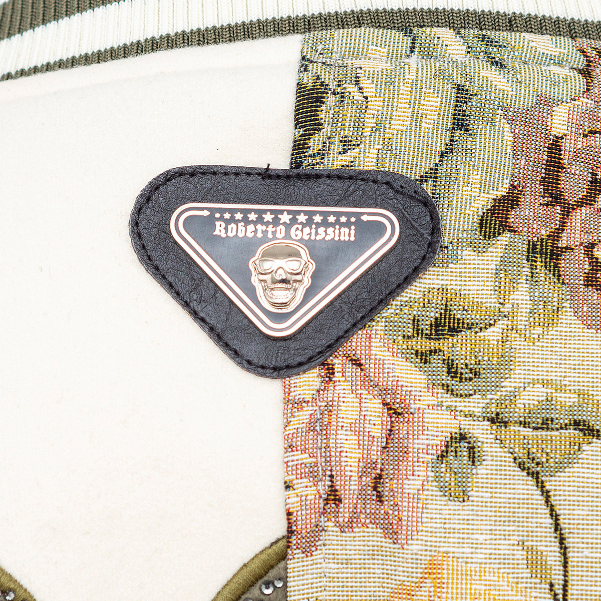 Kvetinová vysokoškolská bunda béžová