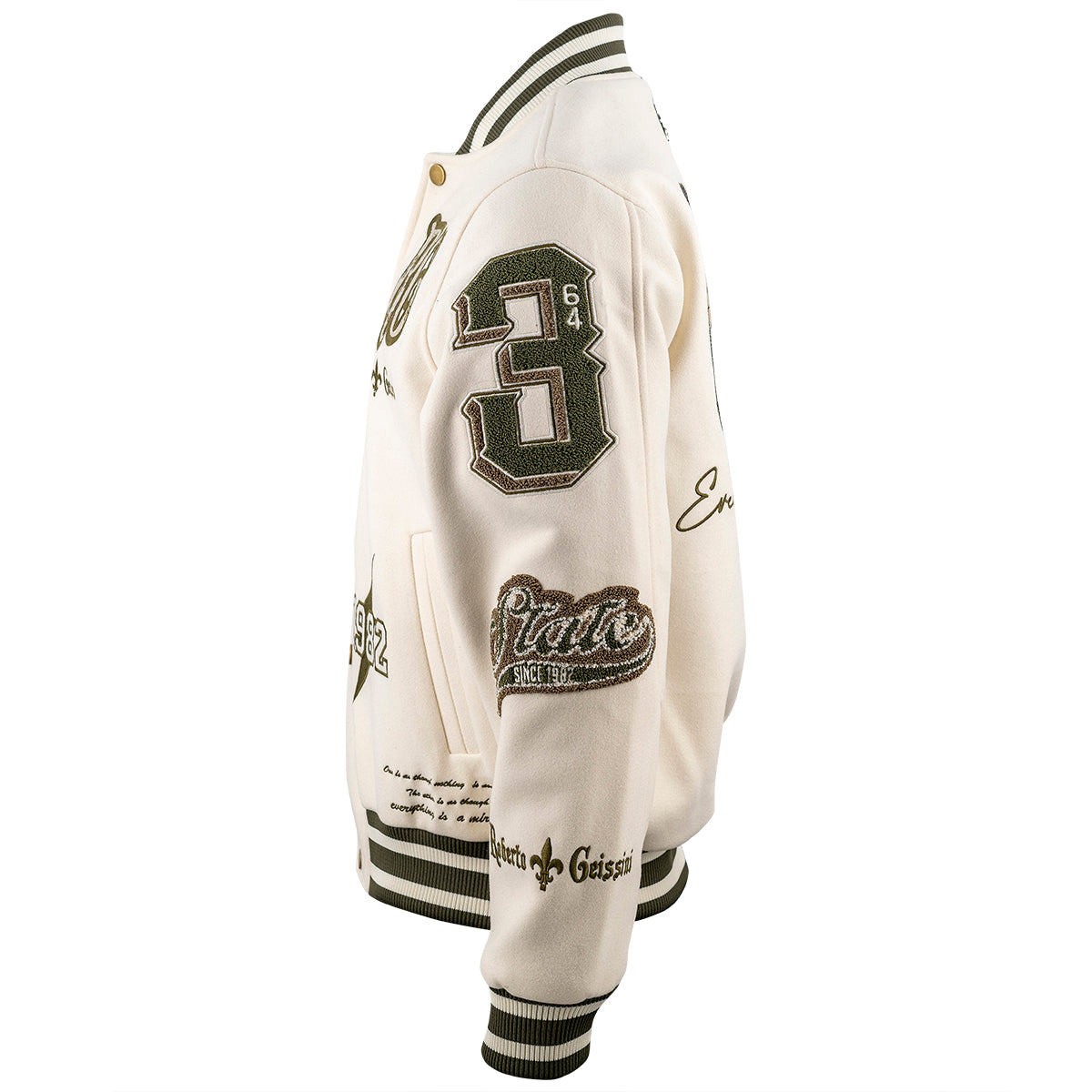 Kvetinová vysokoškolská bunda béžová