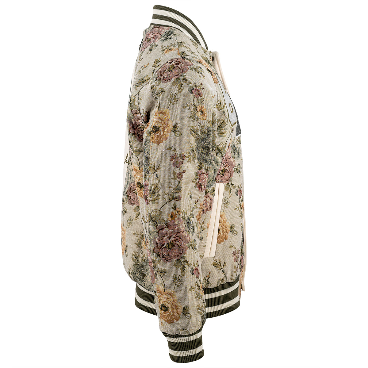 Kvetinová vysokoškolská bunda béžová