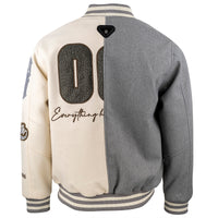 Kvetinová vysokoškolská bunda sivá