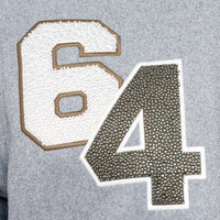 Kvetinová vysokoškolská bunda sivá