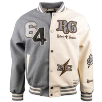 Kvetinová vysokoškolská bunda sivá