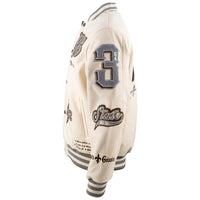 Kvetinová vysokoškolská bunda sivá