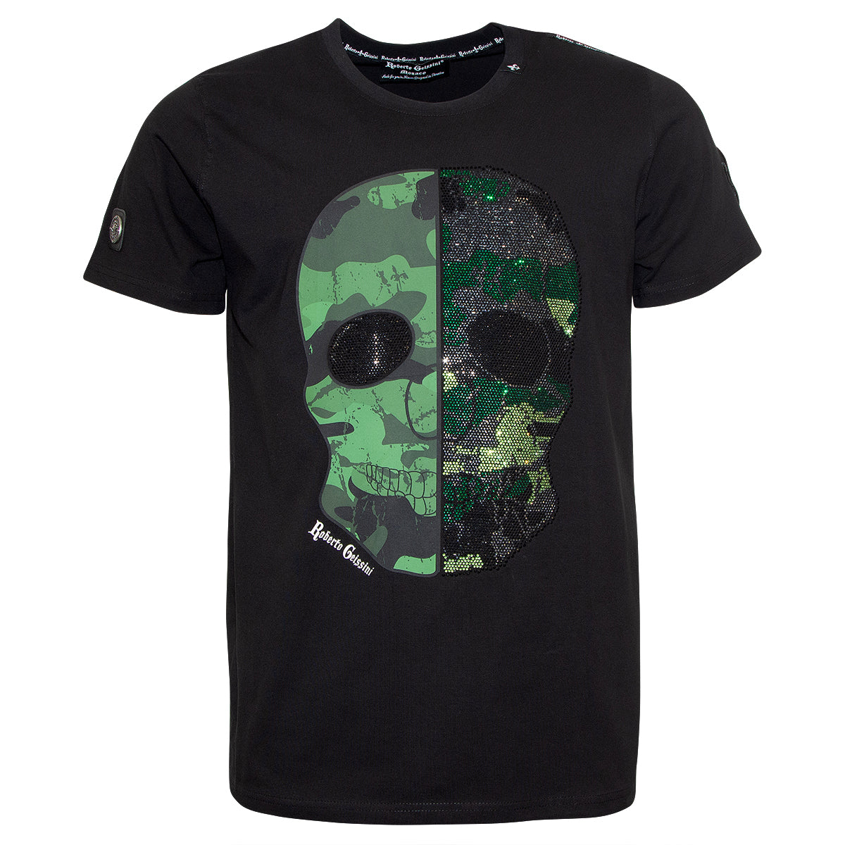 Čierne tričko Skull Camou