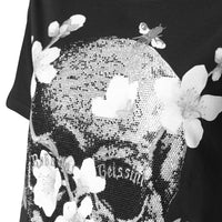 Čierne tričko s diamantovým kvetom