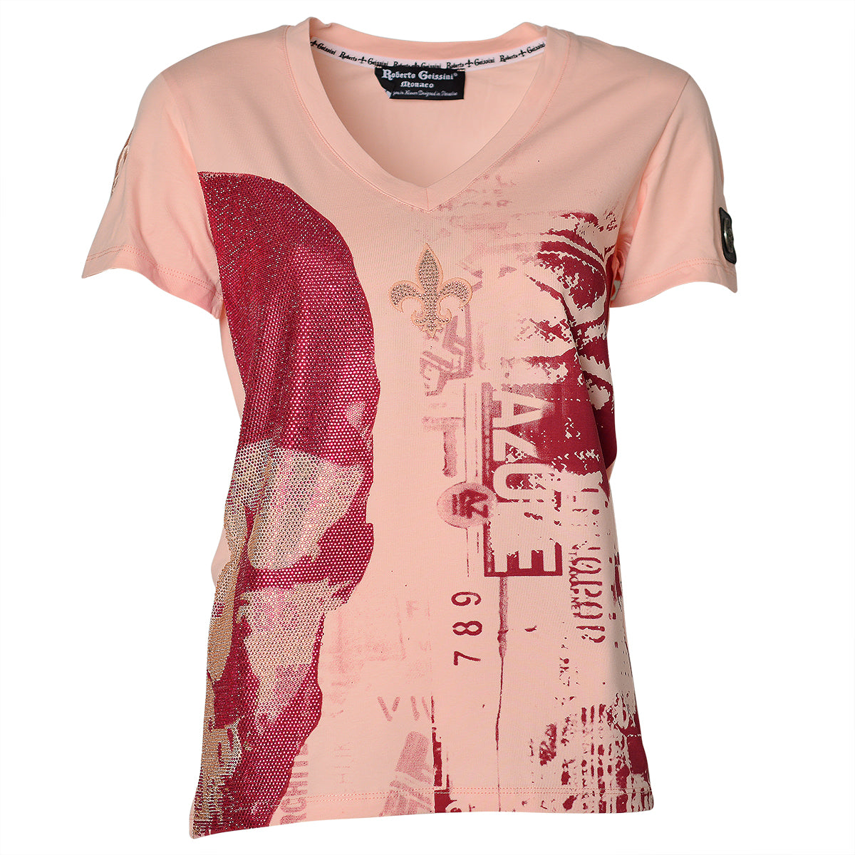 Ružové tričko Half Skull