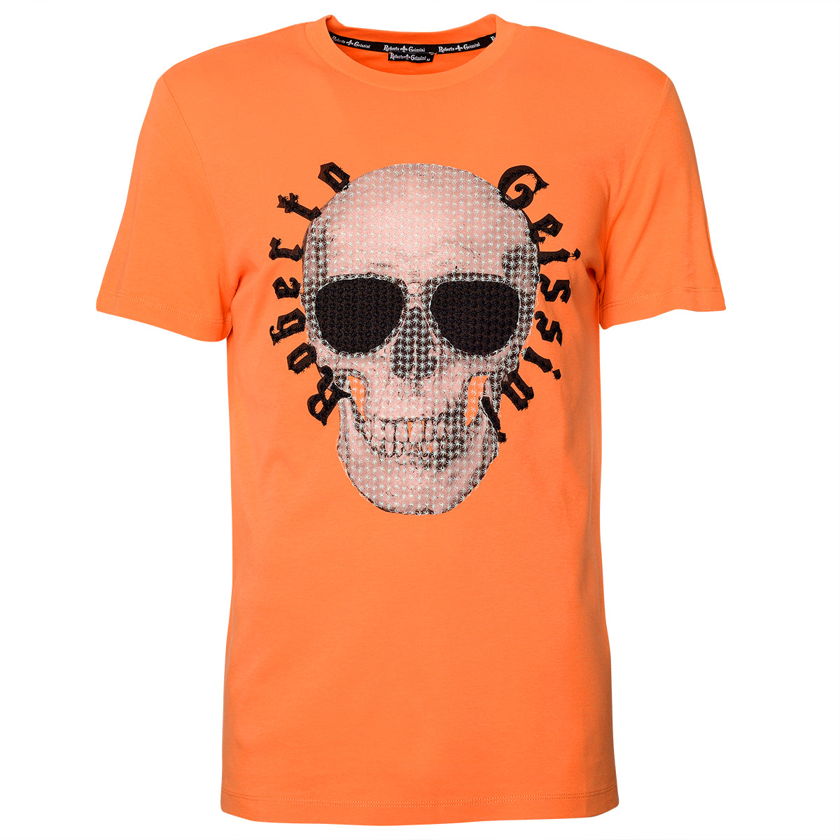 Prešívané tričko lebky oranžové