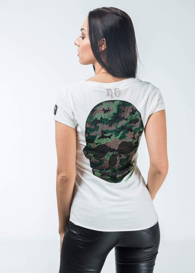 Biele tričko Camouskull
