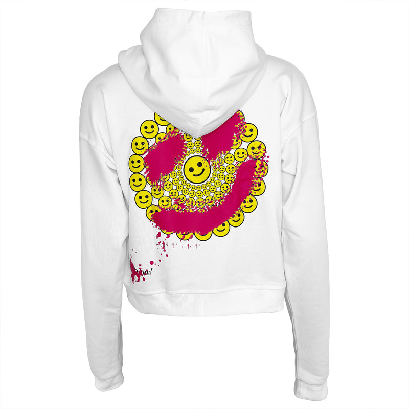 Smiley Hoodie Biela Žltá