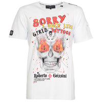 HERREN T-SHIRT SKULL SORRY TOTENKOPF white