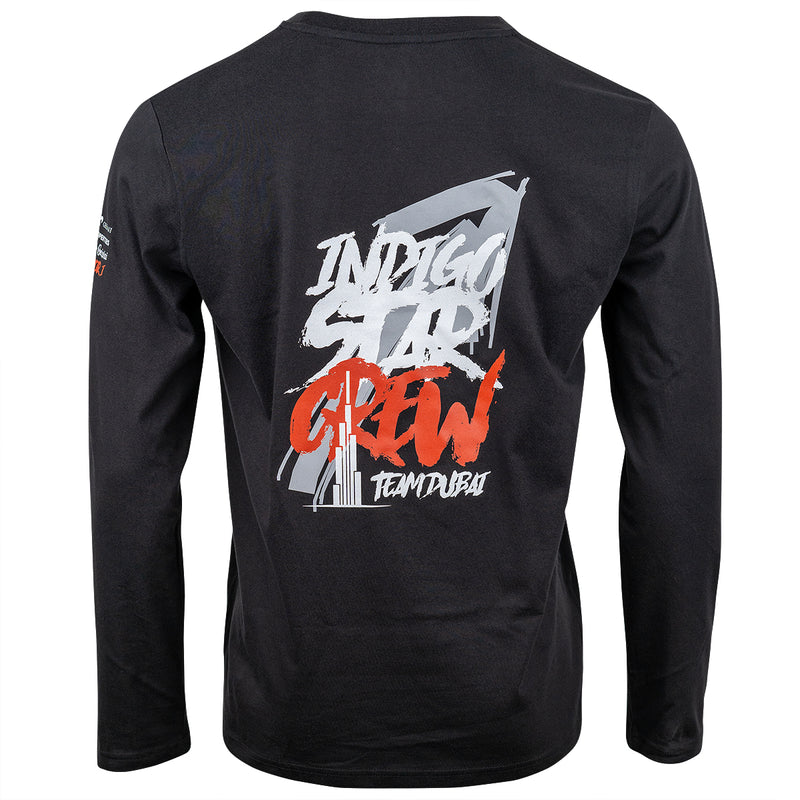 Čierna farba Indigo Star Crew s dlhým rukávom