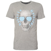 Prešívané tričko Skull sivomodré