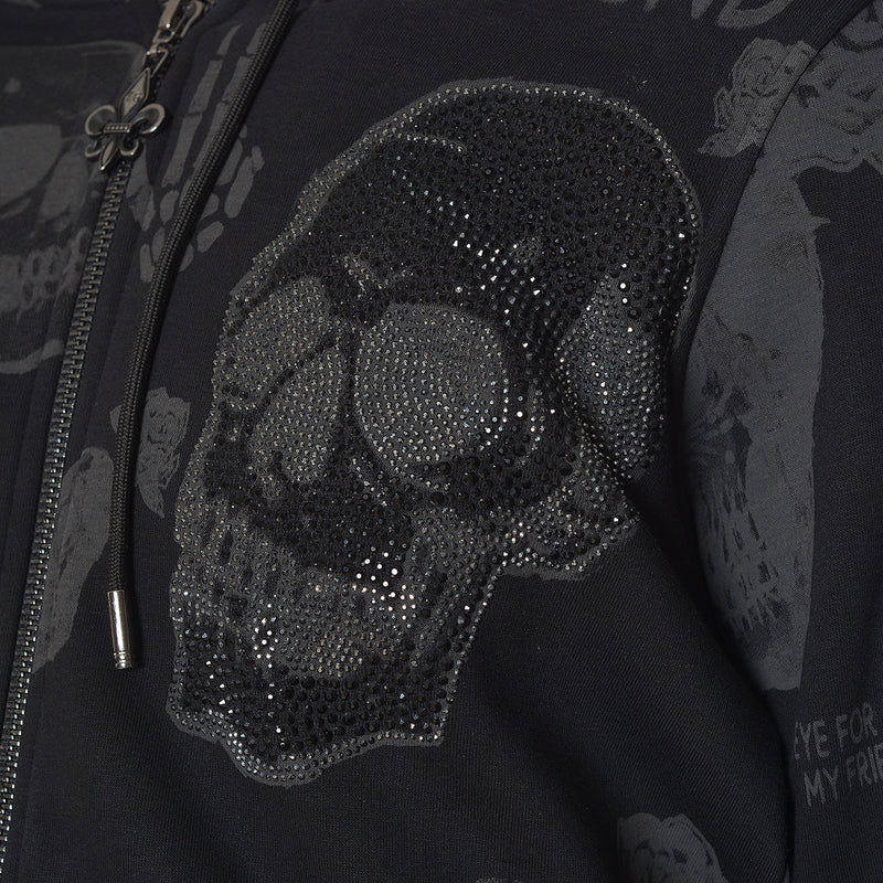 Bunda Multi Skull Sweat Jacket čierna
