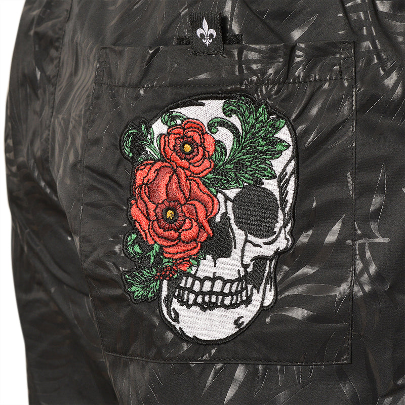 Skull Rose plavky čierne