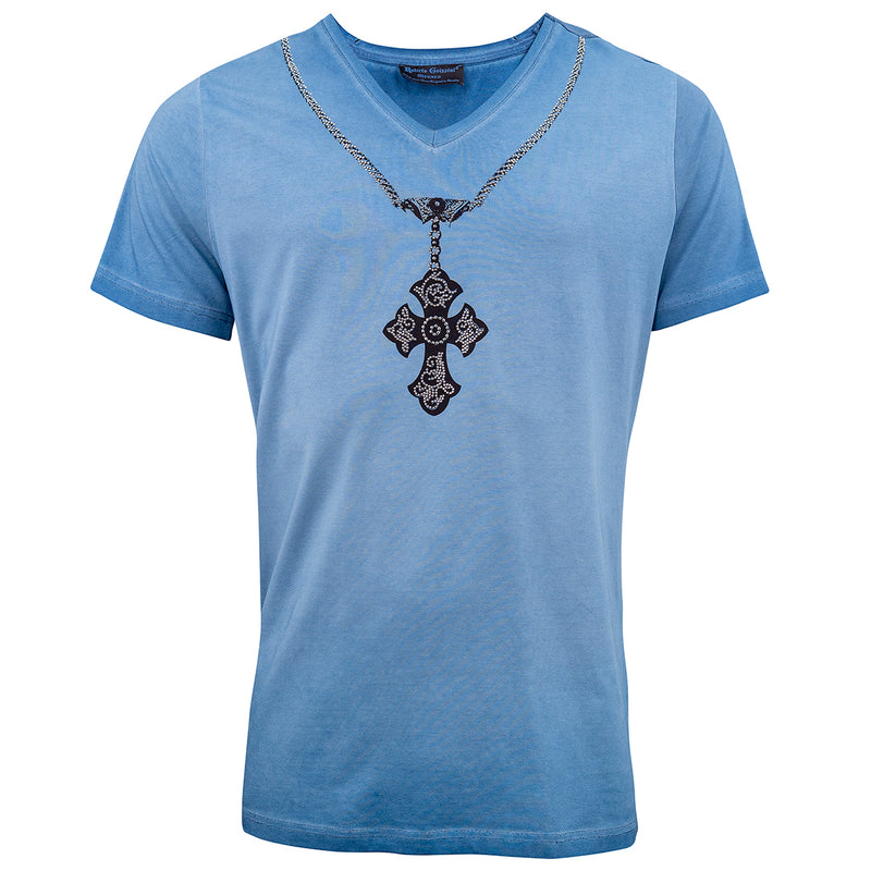 Chain stonewashed V-Neck T-Shirt