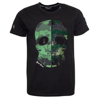Čierne tričko Skull Camou