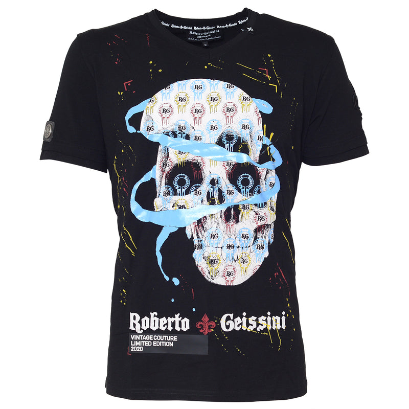 Blue Skull T-Shirt Schwarz Unisex