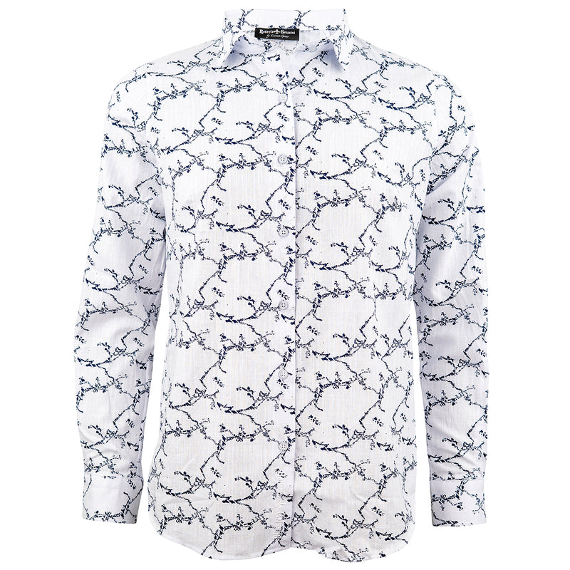 Leinen Bluse Lady-weiss-grau