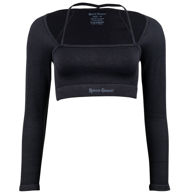 Langarm Sport Top Schwarz