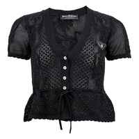 Lady Strick Kurzarm Pulli Schwarz