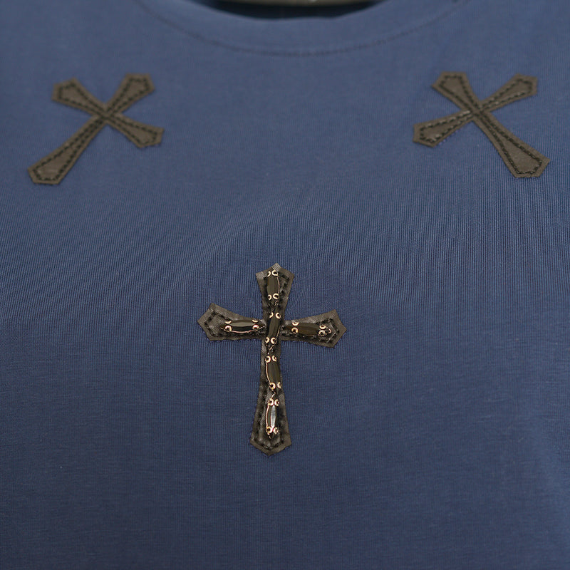 Tmavo modré tričko Cross-Wings