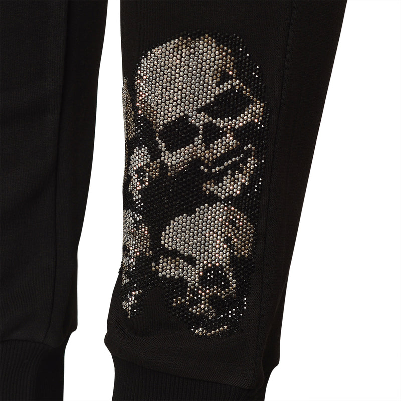 Malé strieborné tepláky Skull čierne